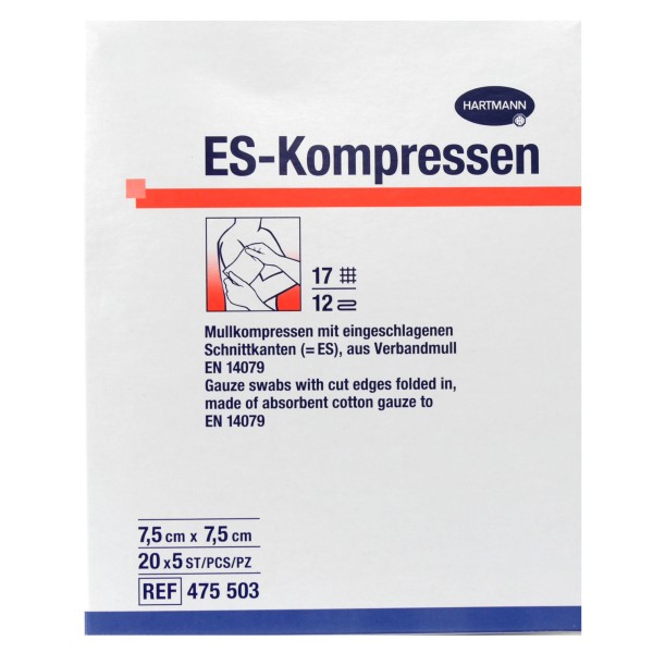 ES-Kompressen steril 7,5 x 7,5 cm, 12-fach, 20x5 Stück