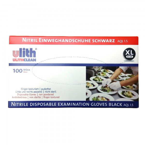 Nitril Einweghandschuhe SCHWARZ Gr. XL, 100 Stück