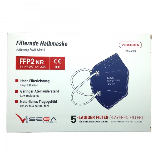 FFP2 Atemschutzmaske 5-lagig, 20 Stück Blau